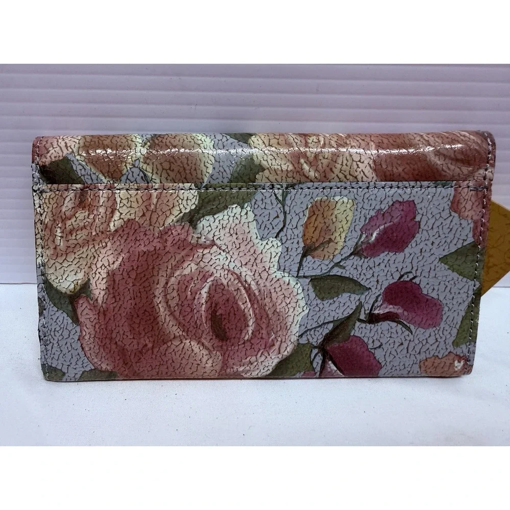 NWT Patricia Nash Aprila Crackled Rose Wallet SUPER RARE RETIRED BLUE PINK MULTI